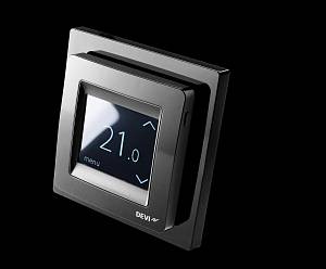 DEVI 140F1069 Терморегулятор для теплого пола DEVIreg Touch BLACK с комбинацией датчиков теплого пола, Черный