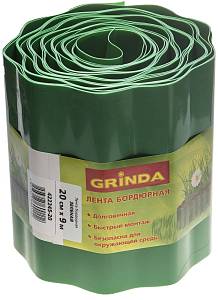 GRINDA 20 см х 9 м, зеленая, полиэтилен низкого давления, бордюрная лента (422245-20)